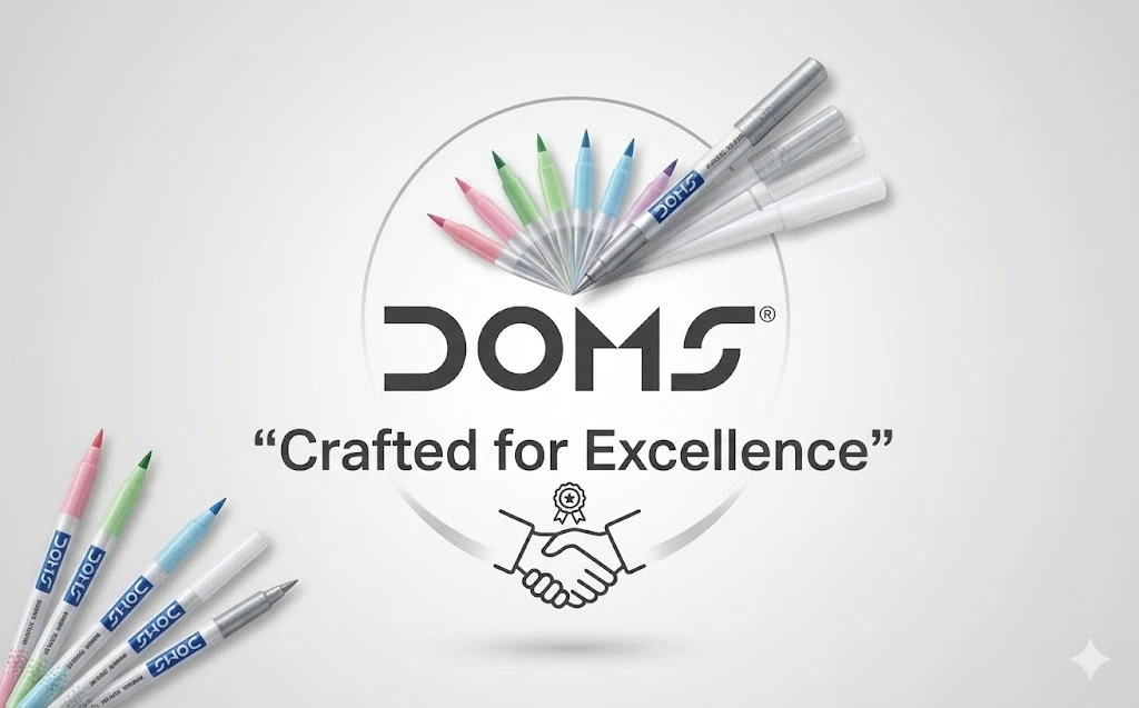 DOMS Pastel Brush Pens – 14-Piece Premium Set with 12 Subtle Shades, 1 Silver Ink Pen, and 1 Blender for Professional Art A+ content image