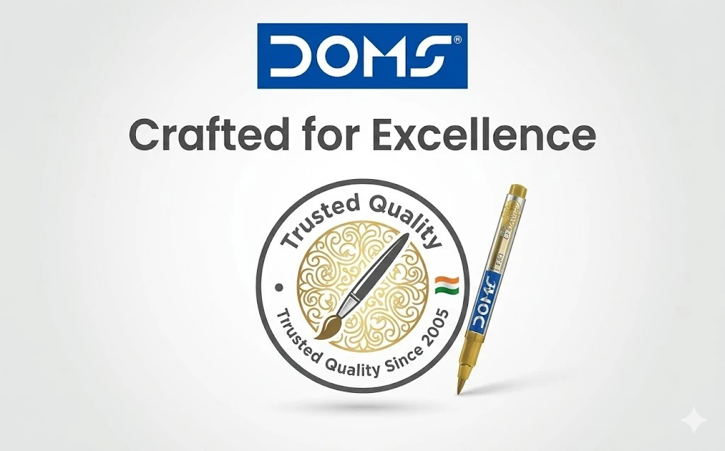 DOMS Professional Brush Pens – 14-Piece Set with 12 Vibrant Colors, Metallic Gold, and Silver for Calligraphy & Design A+ content image