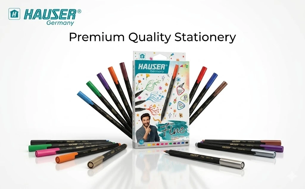 Hauser Artz Fine Brush Pens – 10-Piece Professional Set with Flexible Tips for Calligraphy, Sketching, and Design A+ content image