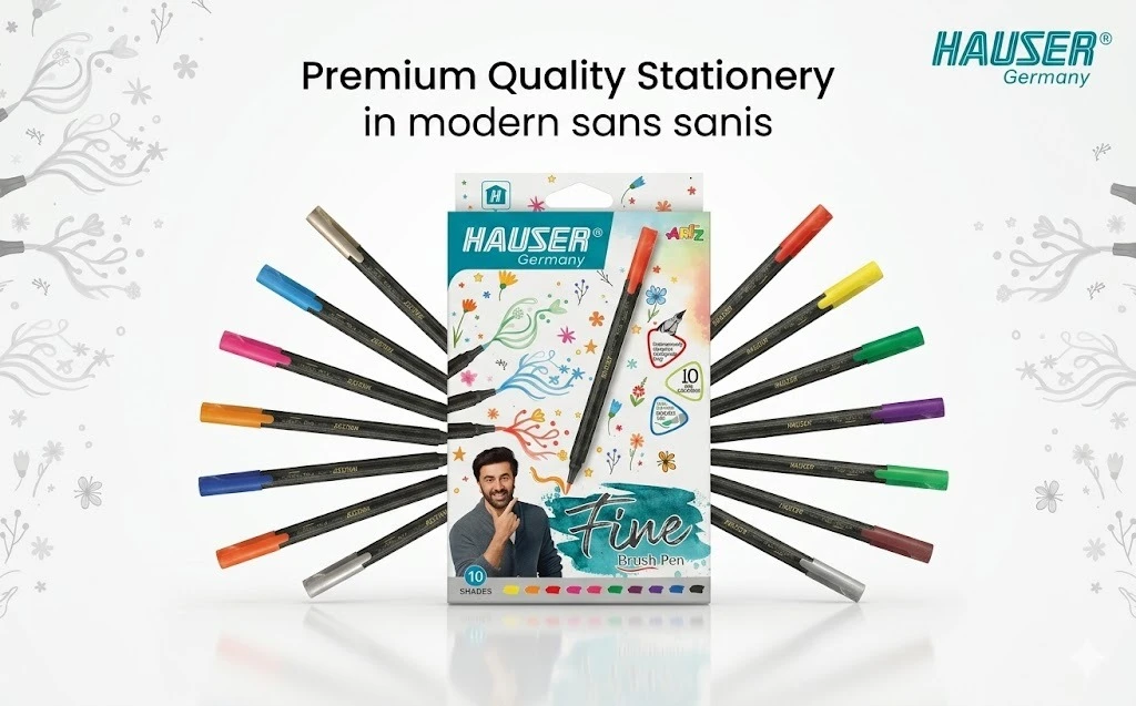 Hauser Artz Fine Brush Pens – 10-Piece Professional Set with Flexible Tips for Calligraphy, Sketching, and Design A+ content image