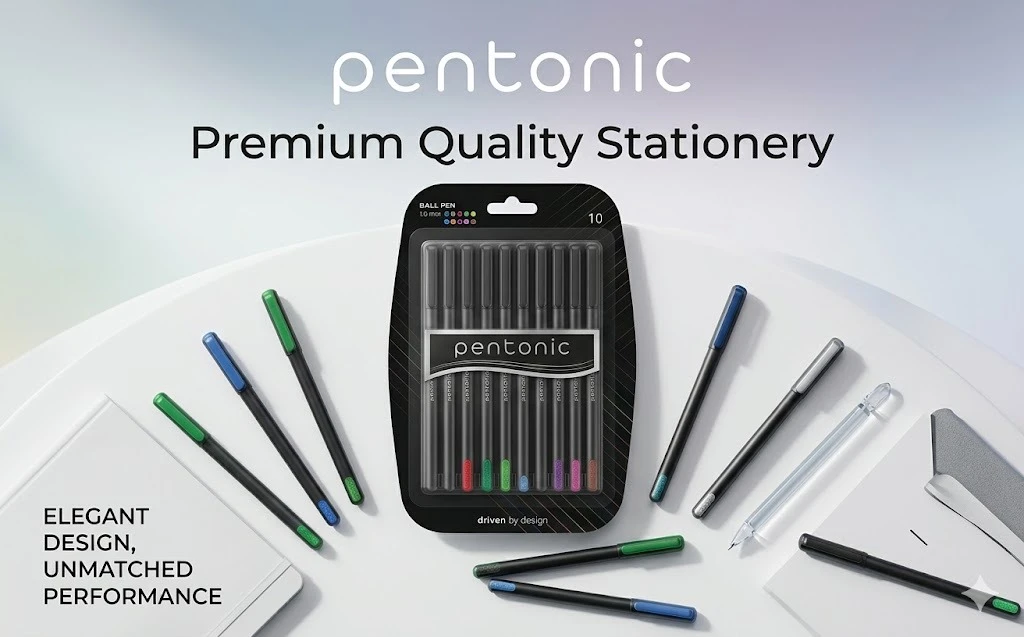 Pentonic 10-Piece Multi-Color Ball Pen Set – Premium 1.0 mm Bold Tip Markers for Professional Writing & Creative Coding A+ content image