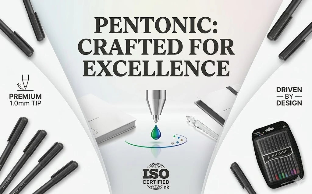 Pentonic 10-Piece Multi-Color Ball Pen Set – Premium 1.0 mm Bold Tip Markers for Professional Writing & Creative Coding A+ content image