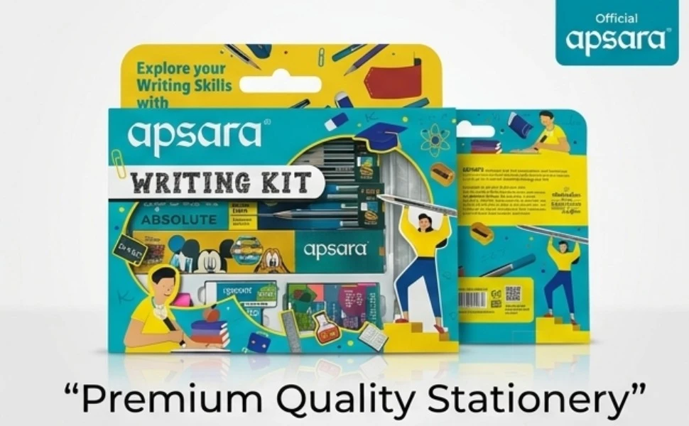 Apsara Writing Kit – Premium All-in-One Stationery Set with Absolute Extra Dark Pencils, Non-Dust Erasers, and Long Point Sharpeners A+ content image