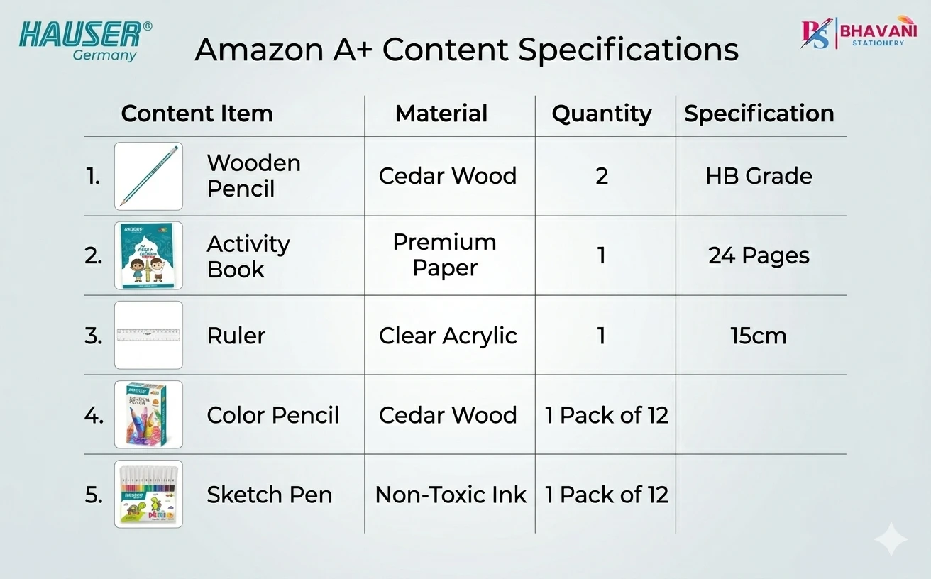 Hauser Yung Artist Premium Stationery Kit – Comprehensive Art & Writing Set with Color Pencils, Wax Crayons, and Precision Tools A+ content image