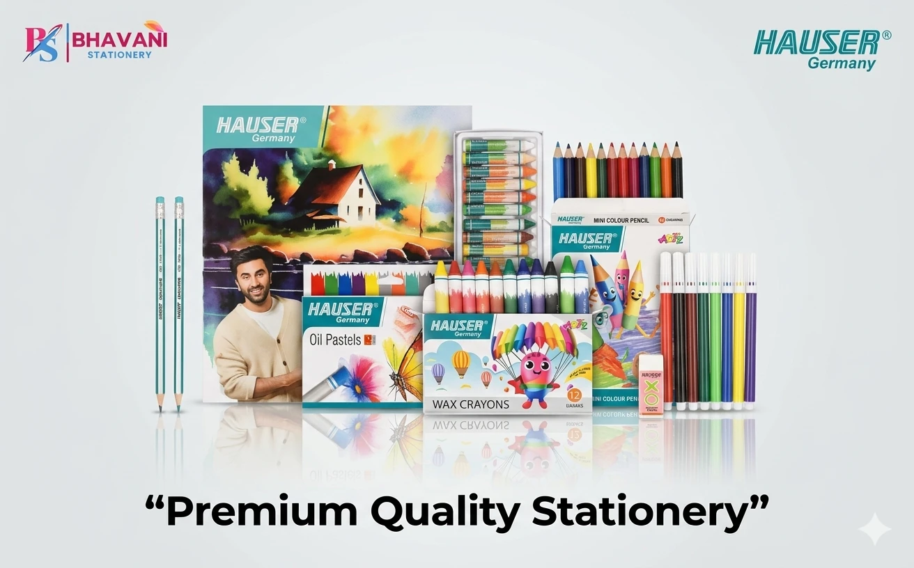 Hauser Art Venture Kit – Deluxe Creative Stationery Set with 12 Color Pencils, Wax Crayons, and Precision Drafting Tools A+ content image