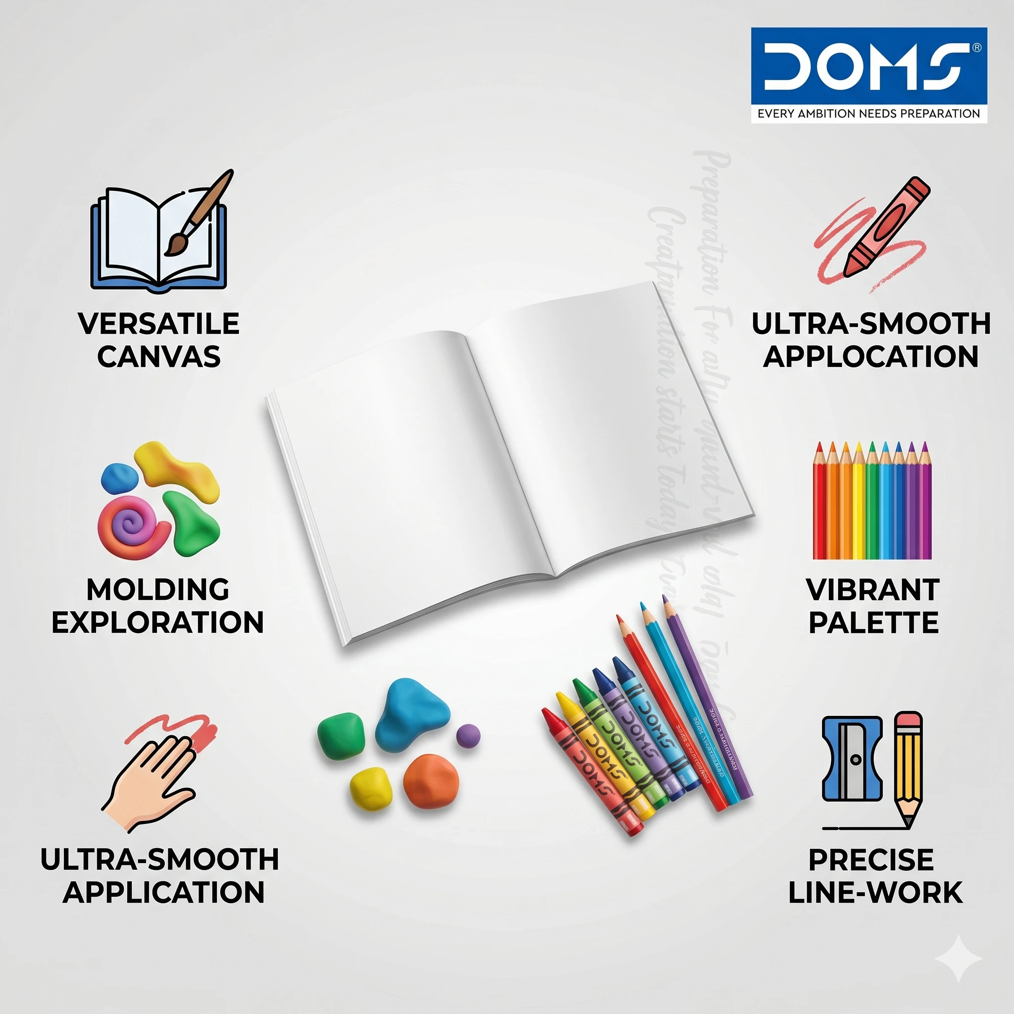 DOMS Fun Fiesta Kit – All-in-One Creative Stationery Combo Pack for Kids | Includes Drawing Book, Color Pencils, Oil Pastels & More | Ideal for School, Art Projects, and Gifting A+ content image