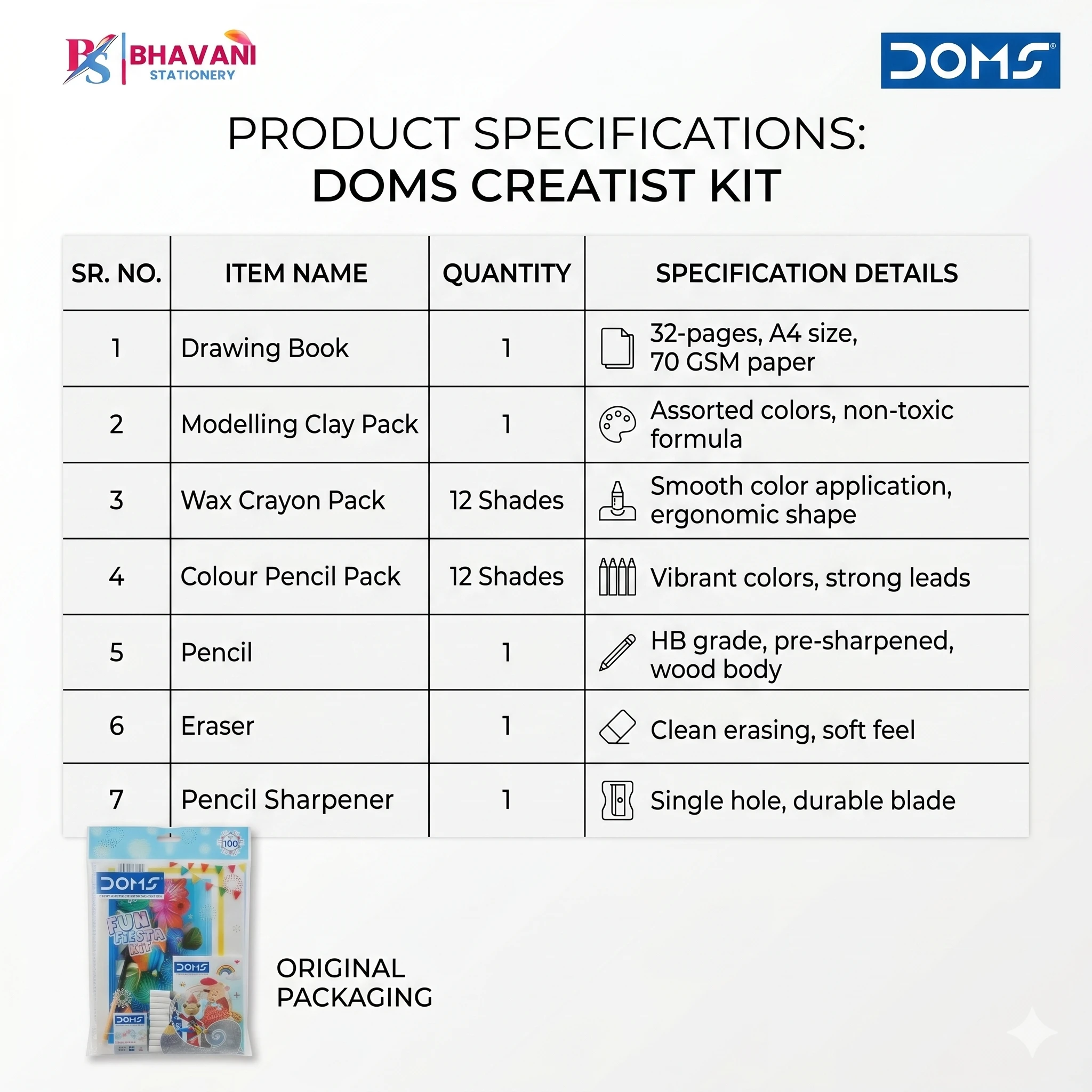 DOMS Fun Fiesta Kit – All-in-One Creative Stationery Combo Pack for Kids | Includes Drawing Book, Color Pencils, Oil Pastels & More | Ideal for School, Art Projects, and Gifting A+ content image
