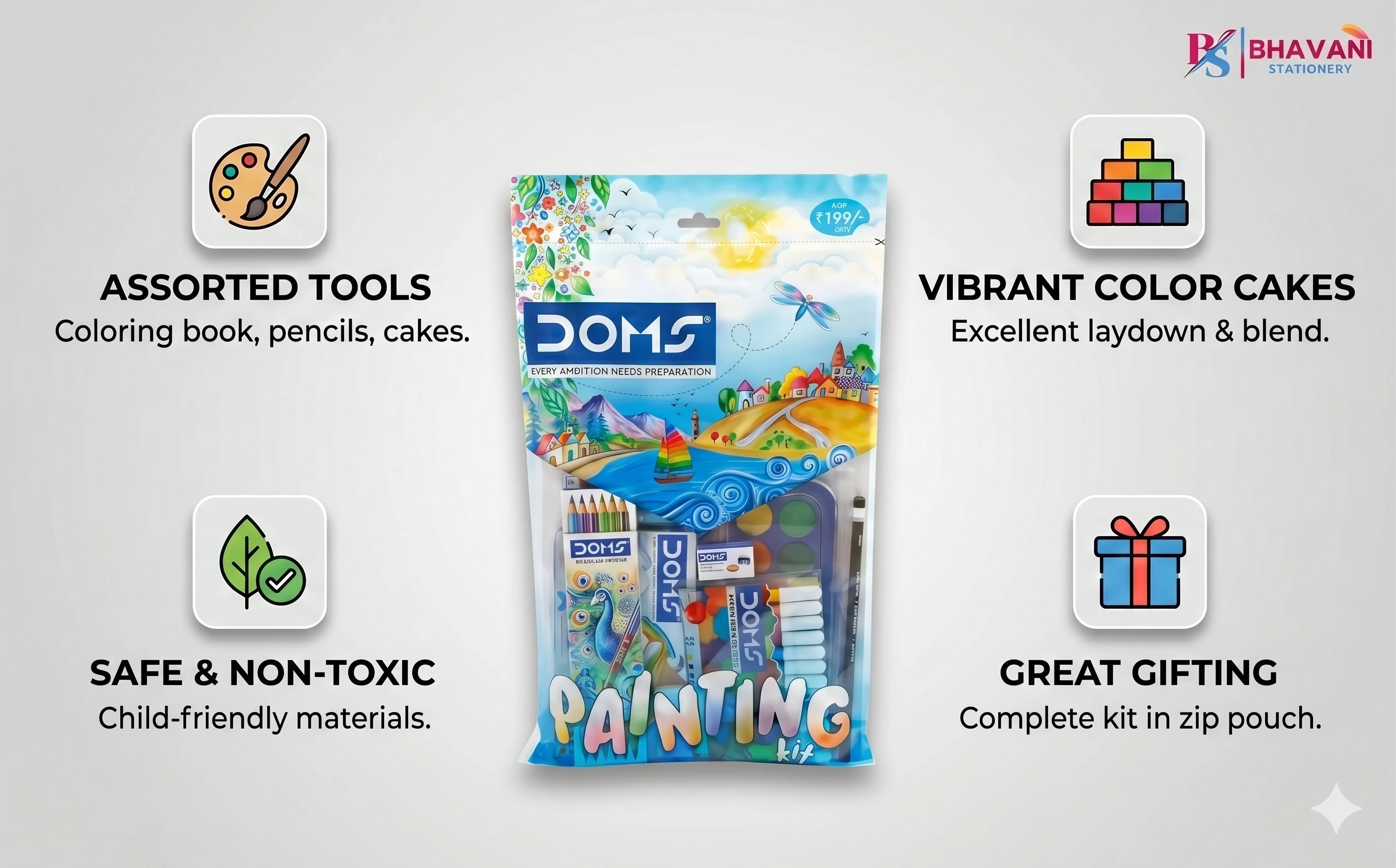 DOMS Comprehensive Painting Kit – Professional 9-Piece Art & Stationery Set for Students and Aspiring Artists A+ content image