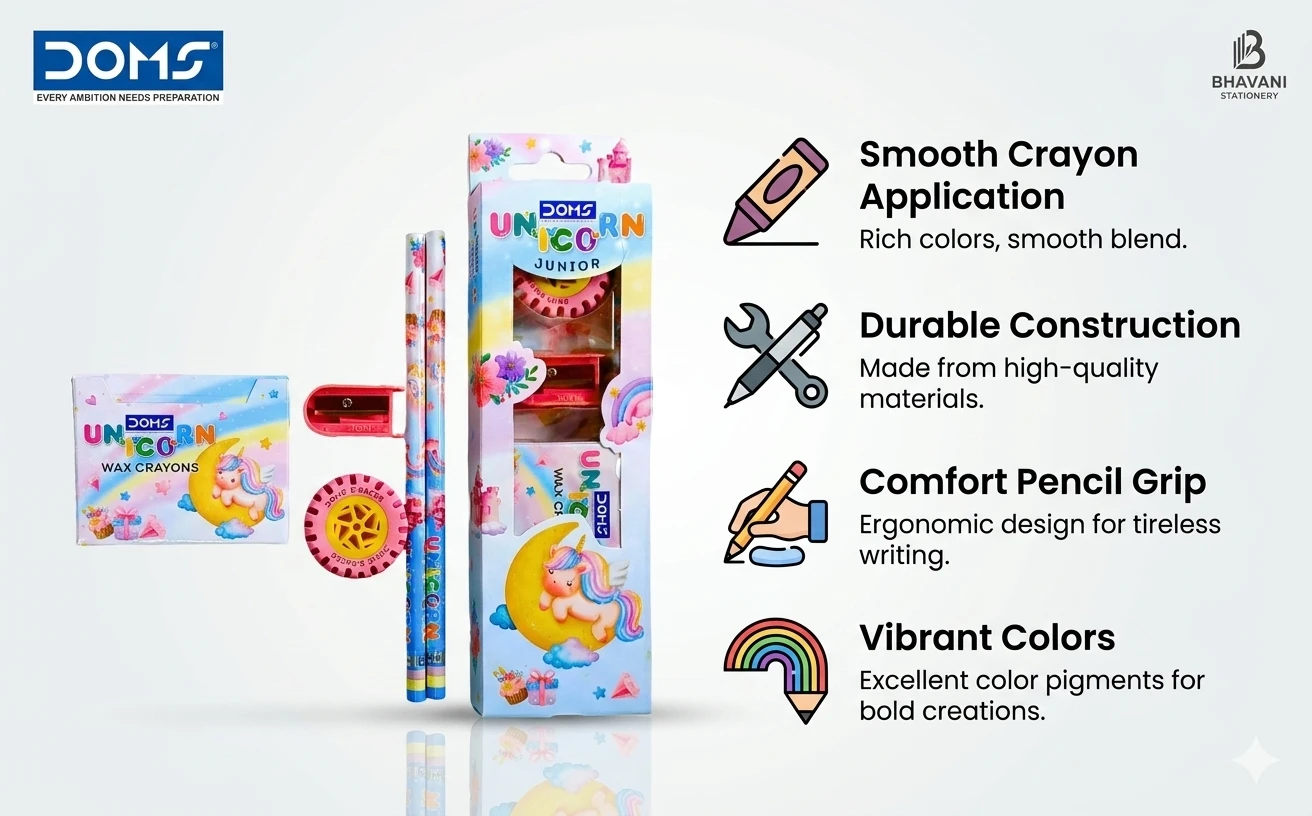 DOMS Unicorn Junior Stationery Kit – Premium Multi-Component Art & Writing Set for Students, Gifting, and Creative Projects A+ content image