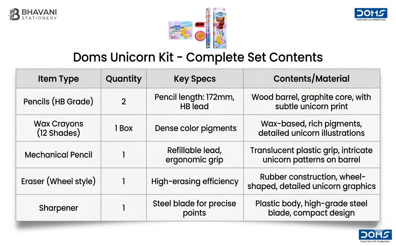 DOMS Unicorn Junior Stationery Kit – Premium Multi-Component Art & Writing Set for Students, Gifting, and Creative Projects A+ content image