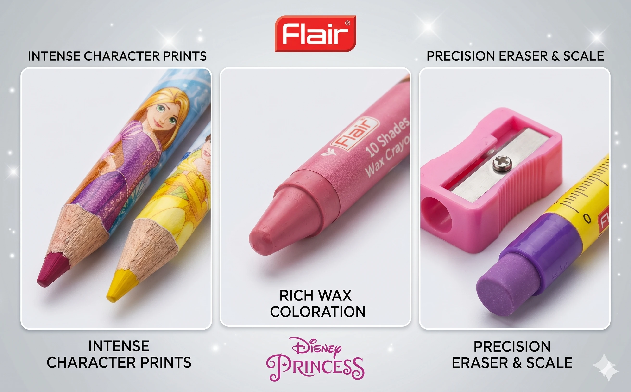 Flair Disney Princess Creative Art & Stationery Kit for Kids – 30-Piece Comprehensive School Supplies Set with Pencils, Crayons, and Accessories A+ content image