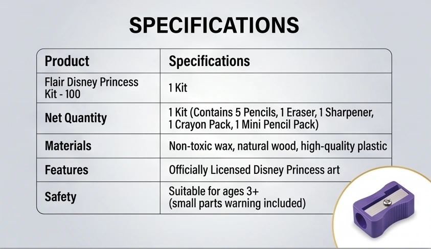 Flair Disney Princess Creative Art & Stationery Kit for Kids – 30-Piece Comprehensive School Supplies Set with Pencils, Crayons, and Accessories A+ content image