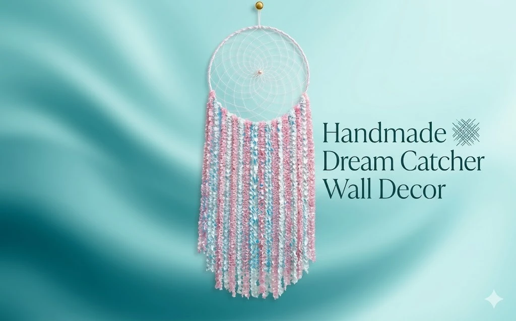THE URBAN CRAFTIQUE Handcrafted Pastel Pink & White Tassel Dreamcatcher – Large Macrame-Style Wall Hanging for Bedroom, Nursery & Glam Home Decor A+ content image