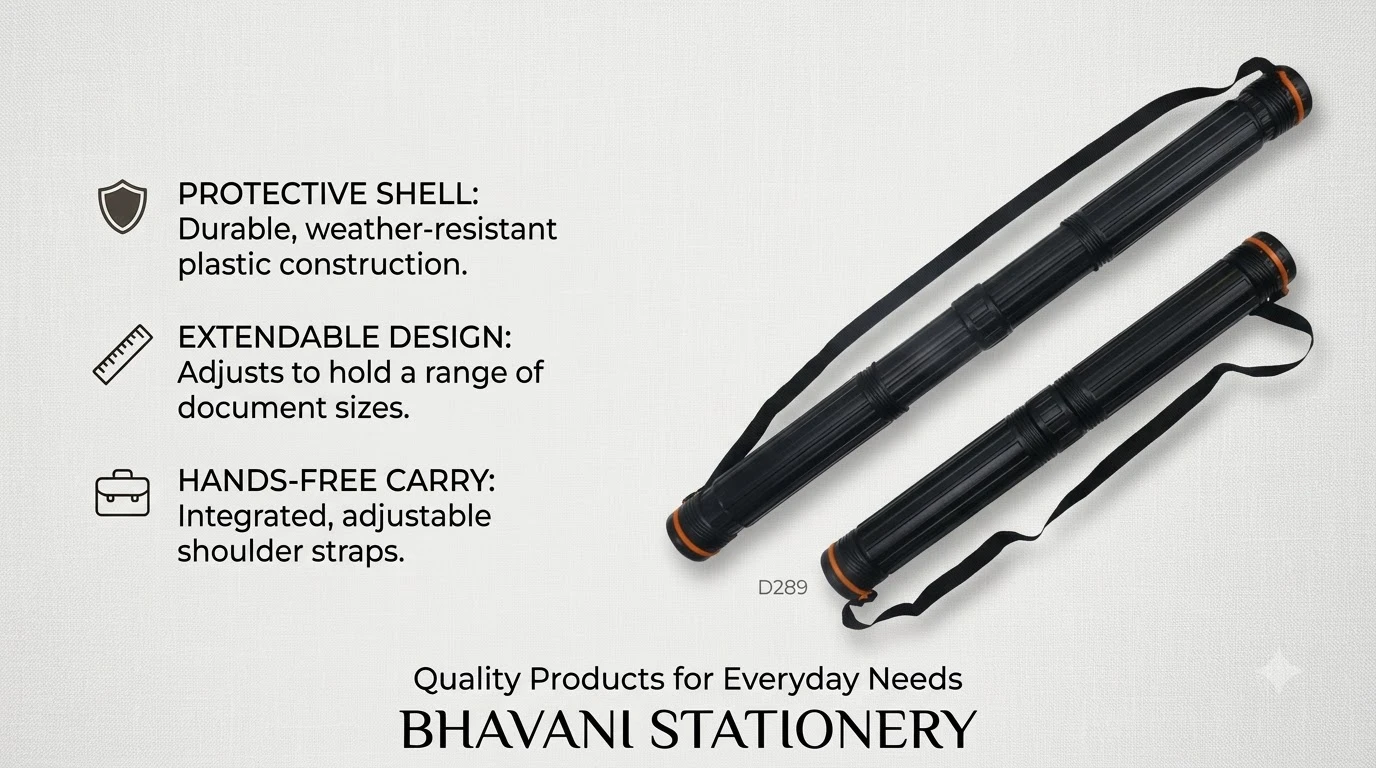 KHYATI D289 Expandable Telescopic Document Storage Tube with Shoulder Strap A+ content image