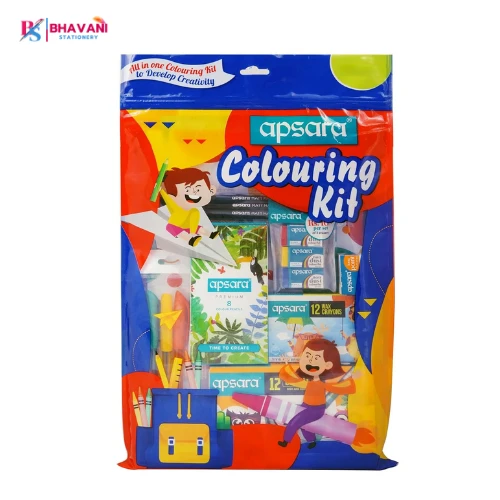 Apsara All-in-One Premium Colouring Kit for Kids and Students – Comprehensive 8-Item Professional Art & Stationery Set