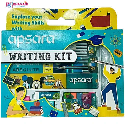 Apsara Writing Kit – Premium All-in-One Stationery Set with Absolute Extra Dark Pencils, Non-Dust Erasers, and Long Point Sharpeners