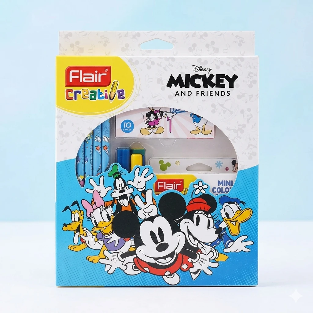 Flair Creative Disney Mickey and Friends Premium Stationery Kit – Deluxe Art & Writing Set for Students and Gifting